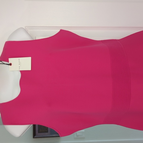 NWT Ted Baker London Gorjeta Knit Sheath Dress in Bright Pink Size 4 - Picture 3 of 7